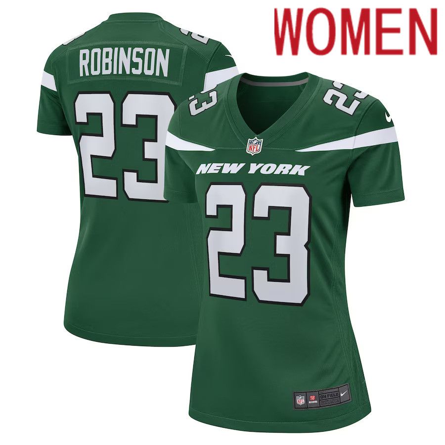 Women New York Jets 23 James Robinson Nike Gotham Green Game Player NFL Jersey